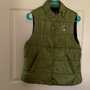 American Eagle Outfitters Forest Green Puffer Snap Button Vest Large